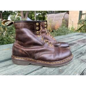 Dr Doc Martens 11822 Mens Size 10 Brown Leather Air Wair Work Combat Ankle Boots